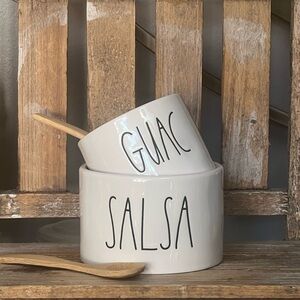 Rae Dunn White Ceramic Guac and Salsa Bowls